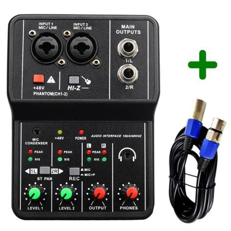 Mesa De Som Interface Usb 2 Canais Phantom 48v Cabo XLR Bell