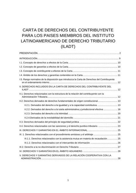 Pdf Carta De Derechos Del Contribuyente Para Los Paises · Derecho Tributario Cuyos