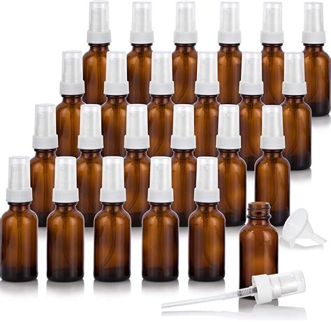 Juvitus 1 Oz Amber Glass Boston Round Bottle With White Treatment Pump 24 Pack