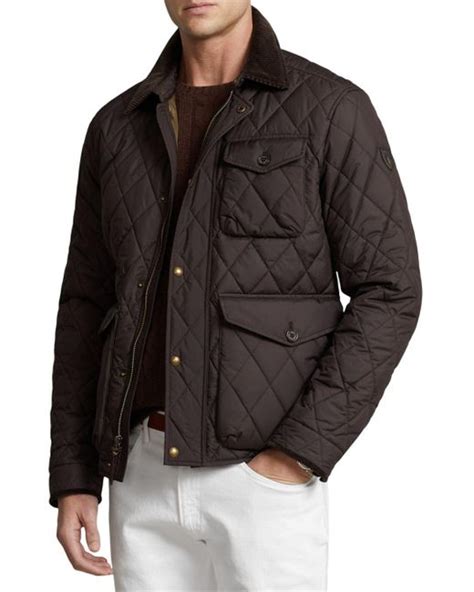 Polo Ralph Lauren Corduroy Quilted Water Repellent Jacket In Dark