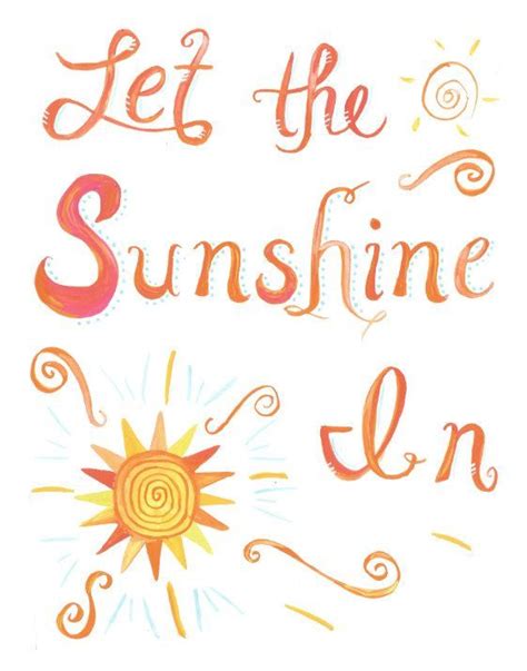 Let The Sunshine In Quote Poster Illustrated Wall Art Choose A Size