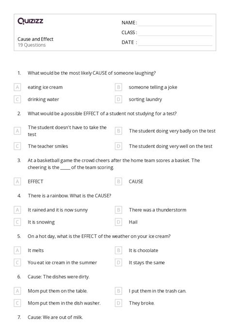 50+ Cause and Effect worksheets for 2nd Grade on Quizizz | Free & Printable