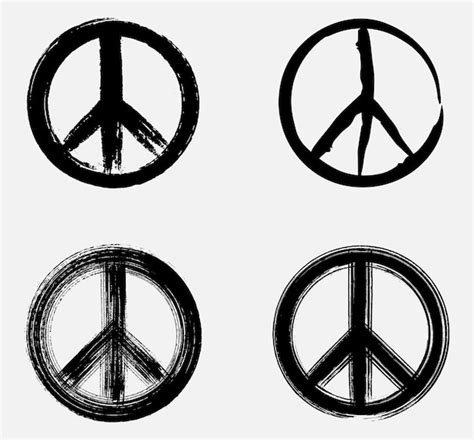 Premium Vector Grunge Peace Symbol Set