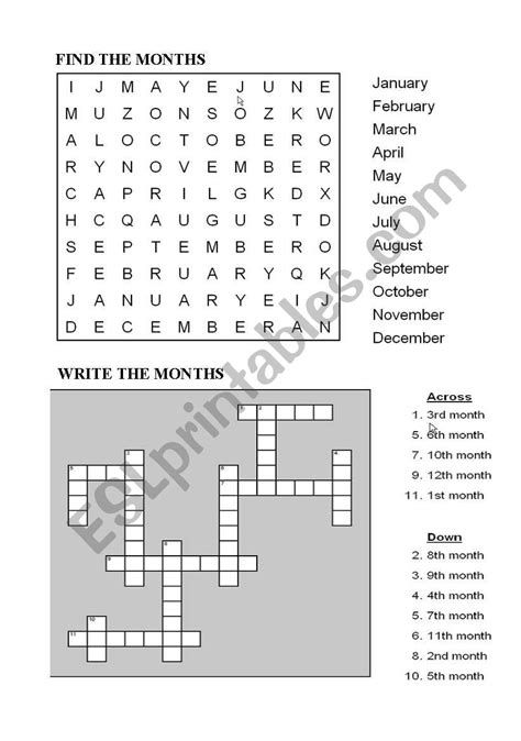 Months Of The Year Puzzles ESL Worksheet By Extra