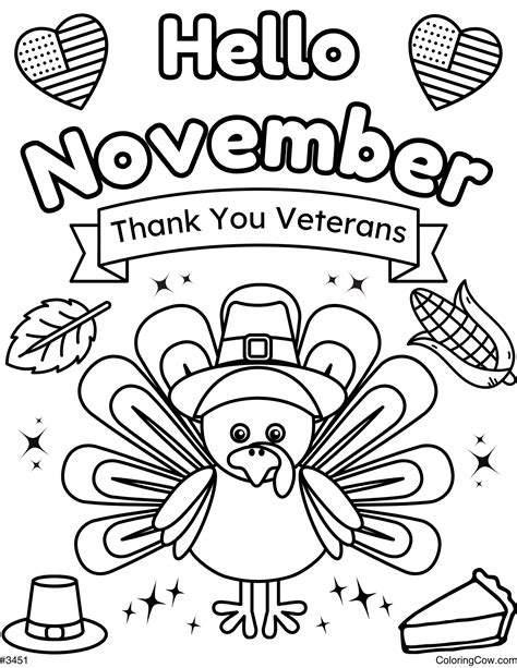 November Calendar Coloring Page