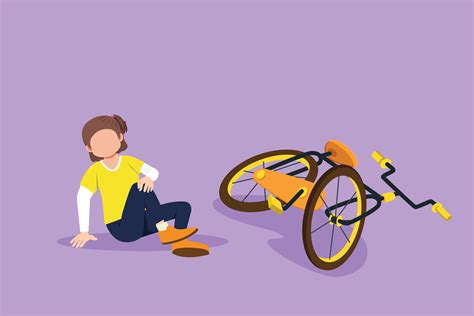 Cartoon flat style drawing sad pretty little girl hurt fallen off the ...