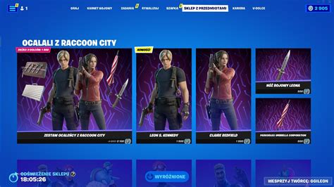 SKLEP FORTNITE 17 03 2023 NOWE SKINY OCALALI Z RACCOON CITY TARYFIARA