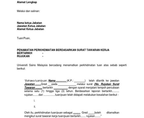 Contoh Surat Tamat Kontrak Kerja Kueh Apem