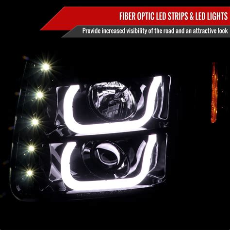 Spec D 2LHP DEN07G V2 TM Gloss Black Smoke LED DRL Bar Projector