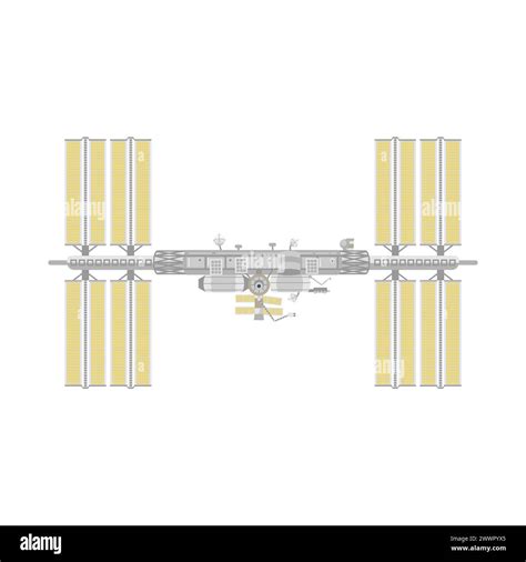 International Space Station Spacecraft With Top View And Yellow Panels