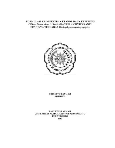 Formulasi Krim Ekstrak Etanol Daun Ketepeng Cina Senna Alata L Roxb