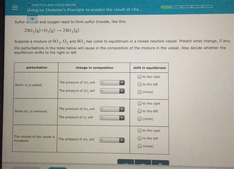Solved O Kinetics And Equilibrium Using Le Chatelier S Chegg