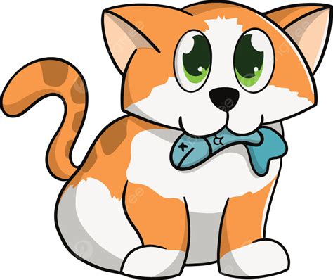 Cat Eat Fish Cartoon Illuustration Cartoon Cat Cat Eat Png And