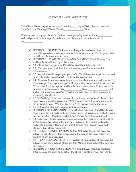 Editable Event Planner Contract Template Event Planner Agreement Simple