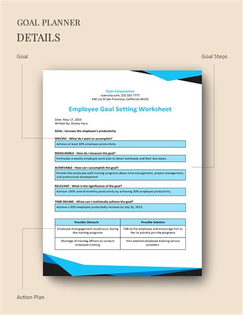 Employee Goal Setting Worksheet Template Google Docs Google Slides