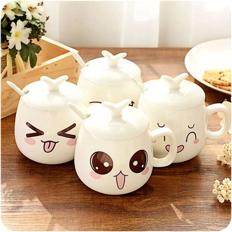 Creative Cute Expression Ceramic Coffee Mugs Juice Milk Tea Cups And