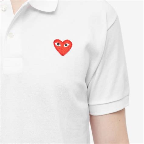 Comme des Garcons Play Polo Shirt White & Red | END. (US)