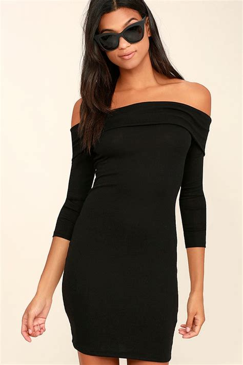 Sexy Black Dress Bodycon Dress Off The Shoulder Dress Bodycon Dress 3900 Lulus