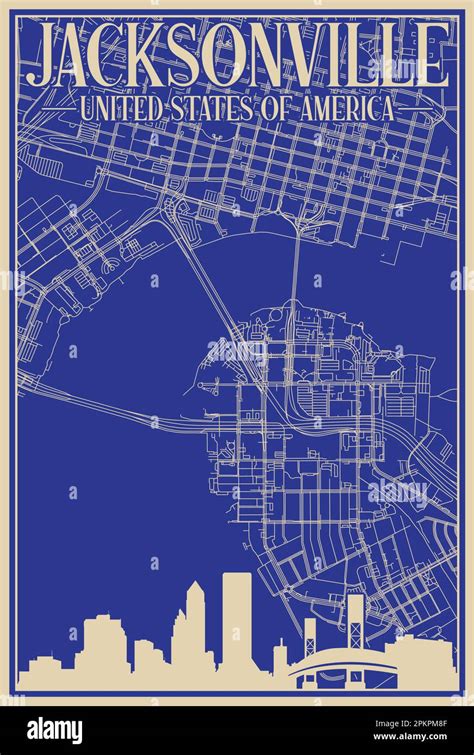 Road Network Poster Of The Downtown Jacksonville United States Of