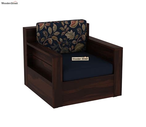 Buy Marriott Seater Wooden Sofa Walnut Indigo Dusky Leaf At