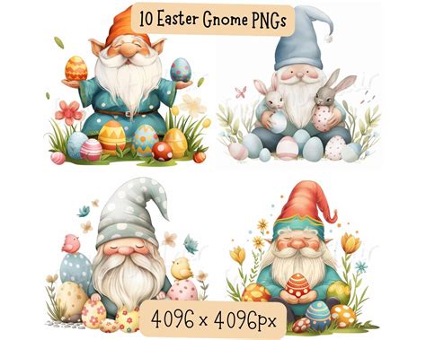 Easter Gnome Clip Art Bundle Png Designs Decorative Images Digital