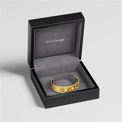 Retro Black Wooden Jewelry Gift Packaging Box With Silver Foil Hot Stamping Wooden Jewelry Box
