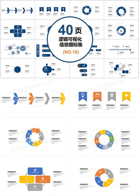 图表40页逻辑信息可视化图表集ppt模板下载图客巴巴