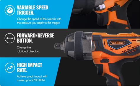 Vonhaus V Max Cordless Impact Wrench Set High Torque With