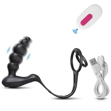 Xbonp Vibrating Anal Butt Plug Toys Remote Control Beads Butt Plug