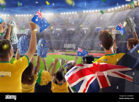 Australia Fans On Stadium Australian Supporters Crowd Cheering For