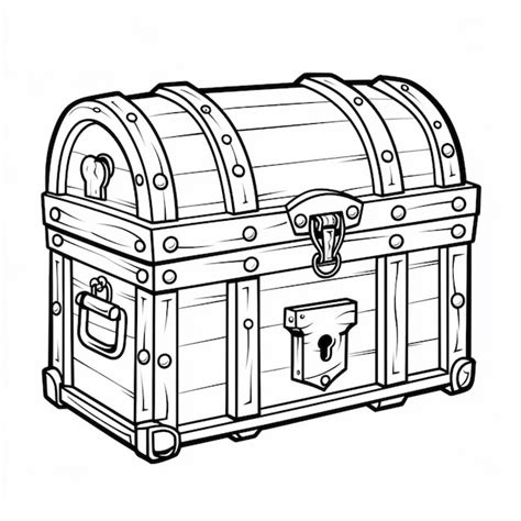 Premium Photo A Black And White Drawing Of A Chest With A Lock