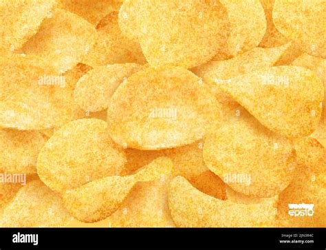 Realistic Crispy Potato Chips Background Salty And Flavored Snack