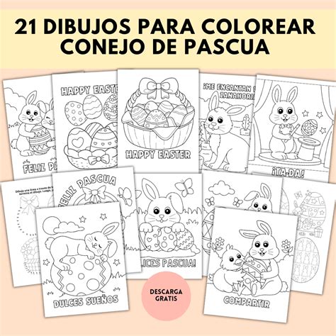 21 Páginas De Dibujos Para Colorear Conejo De Pascua Y Huevos De Pasc