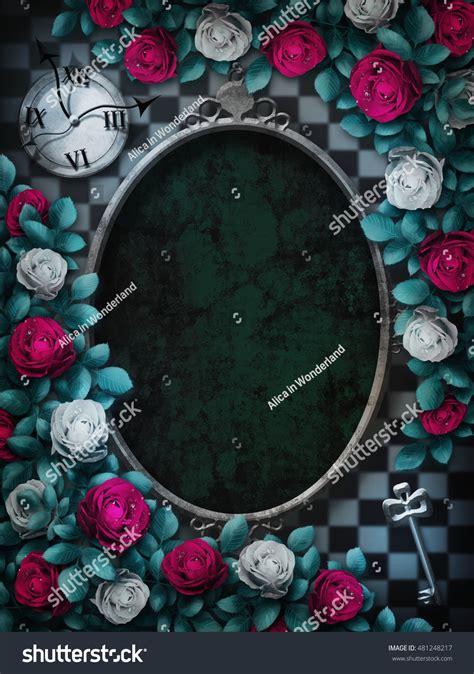 Alice Wonderland Red Roses White Roses Stock Illustration 481248217 ...