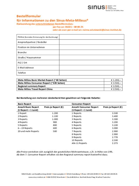 Ausf Llbar Online Bestellformular Fr Informationen Zu Den Sinus Milieus