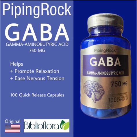 Jual Piping Rock GABA 750 Mg 100 Capsules Gamma Aminobutyric Acid