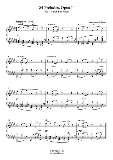 Free Sheet Music Chopin Frédéric Opus 28 No 17 Prelude In A