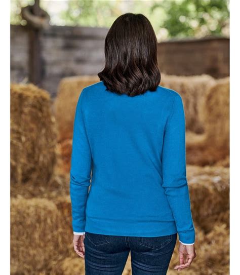 Celestial Blue Cashmere Merino Crew Neck Knitted Sweater WoolOvers US