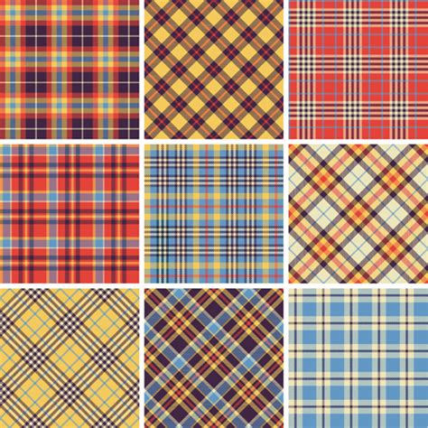 Plaid fabric patterns seamless vector 15 free download