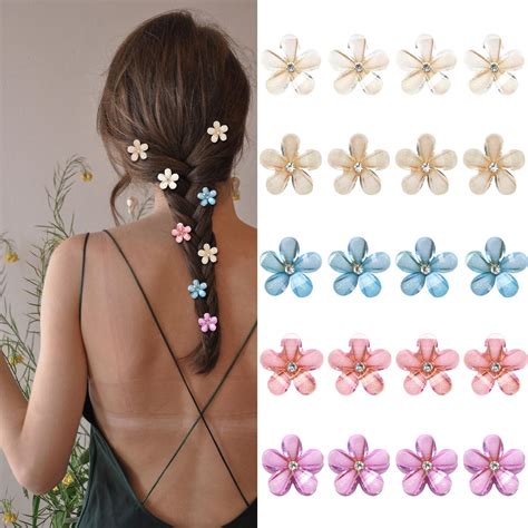 Amazon YISSION Mini Rhinestone Hair Claw Clips Fancy Flower