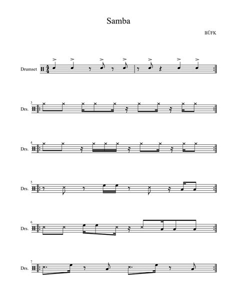 Samba Sheet Music For Drum Group Solo