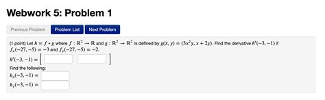 Solved Let ℎ 𝑓∘𝑔 Where 𝑓 ℝ2→ℝ And 𝑔 ℝ2→ℝ2 Is Defined