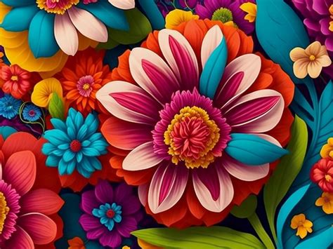 Premium Ai Image Colorful Beautiful Flowers Pattern Background