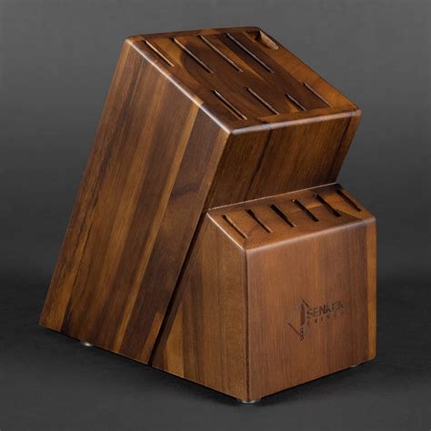 Amazon SENKEN Acacia Wood Knife Block Without Knives 15 Slots