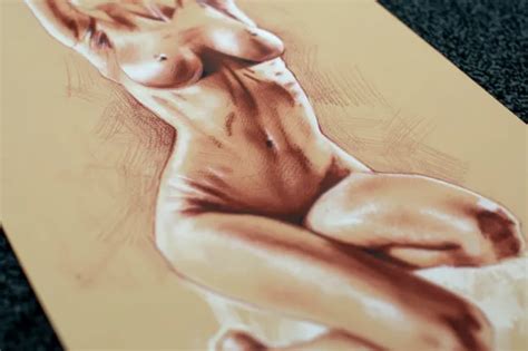 Female Nude Original Drawing Of Naked Girl Signed Nude Art Erotic