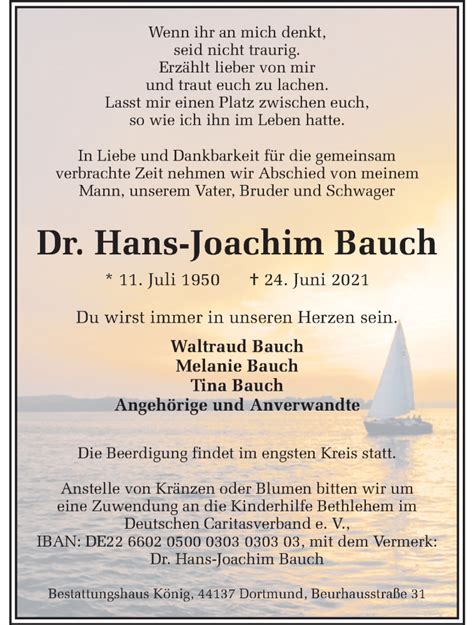 Traueranzeigen Von Hans Joachim Bauch Trauer Ms