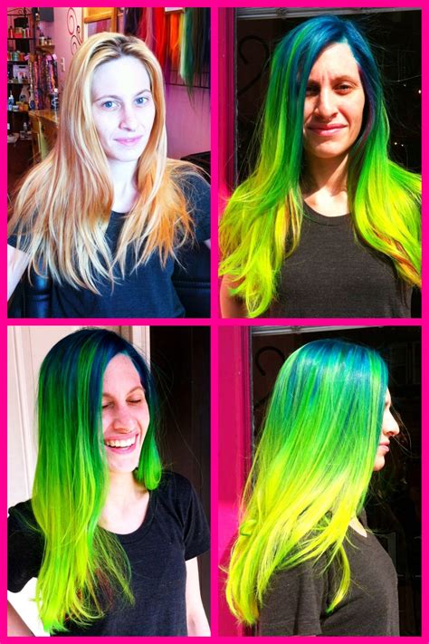 Neon Hair Green Neon Green And Neon Yellow Ombré Using Pravana Vivids Neon Hair Neon Hair