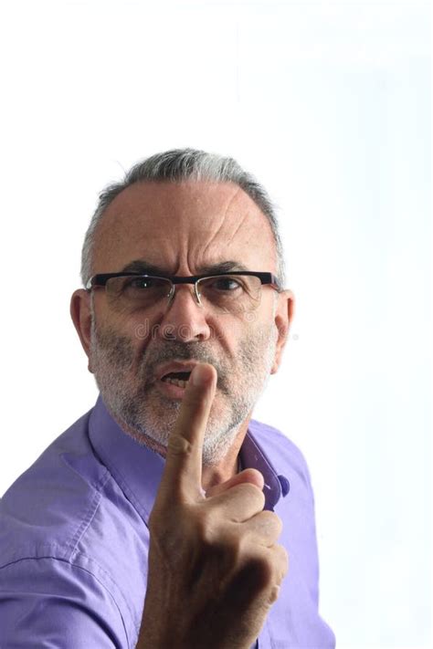 Angry Mature Man Pointing Finger Threatening Stock Photos Free