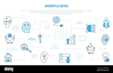 Mindfulness Concept With Icon Set Template Banner With Modern Blue Color Style Vector Stock