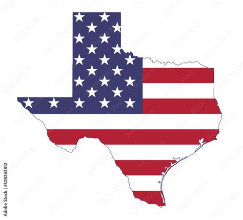 Texas map in vector with outline. American flag background on texas map ...